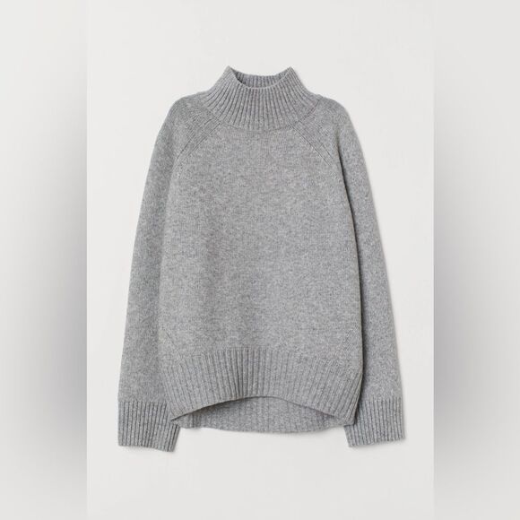 H&M | Knit Mock-turtleneck Oversized Sweater - Gray melange - Size Small - Picture 2 of 4